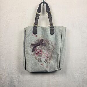 Y2K Juicy Couture Gray Velour Tote Bag Marie Antoinette Style Oversized Rare